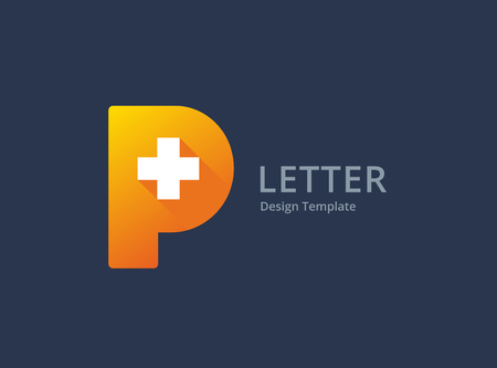 Letter P cross plus medical logo icon design template elementsのイラスト素材