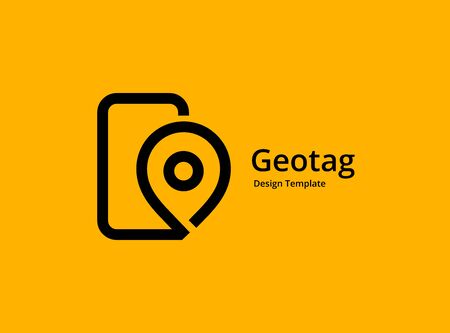 Geotag with mobile phone or location pin logo icon designのイラスト素材