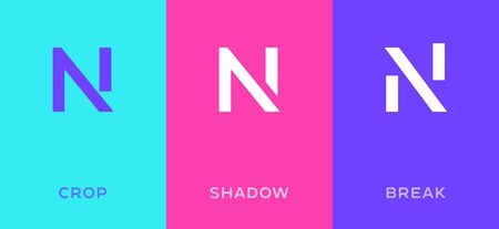 Set of letter N minimal icon design template elements