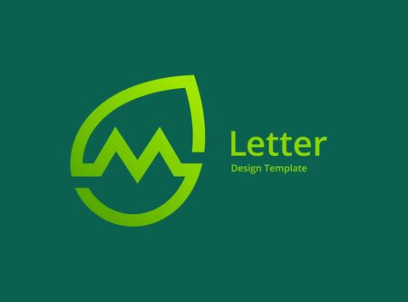 Letter M eco leaves logo icon design template elementsのイラスト素材