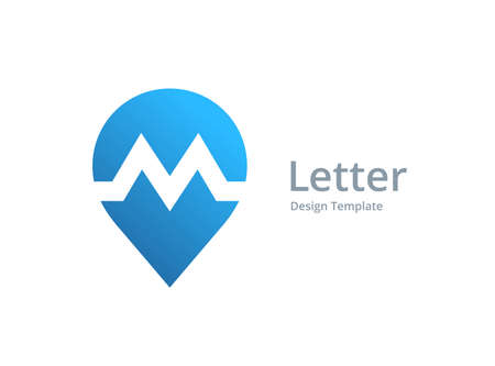 Letter M geotag logo icon design template elementsのイラスト素材