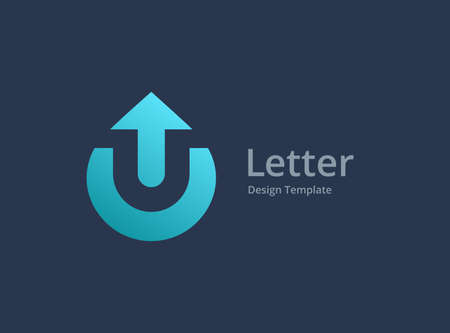 Letter U with water drop and arrow logo icon design template elementsのイラスト素材