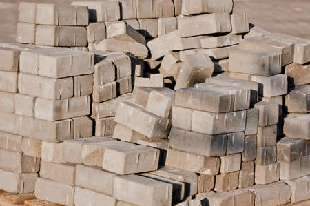 concrete blocks for the new pavementの写真素材