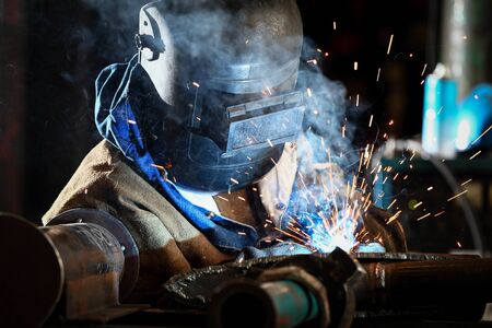 Worker Welding the Steelの写真素材