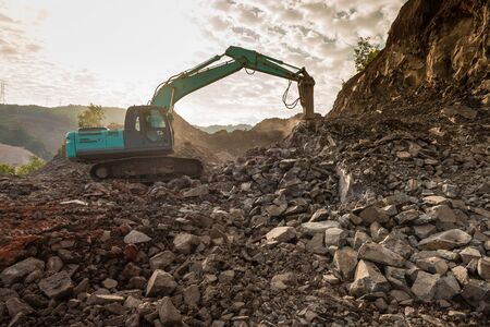 Excavator working at constructionの写真素材