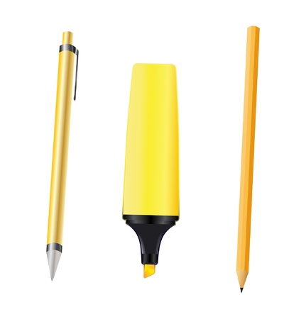 Writing tools isolated on white backgroundのイラスト素材