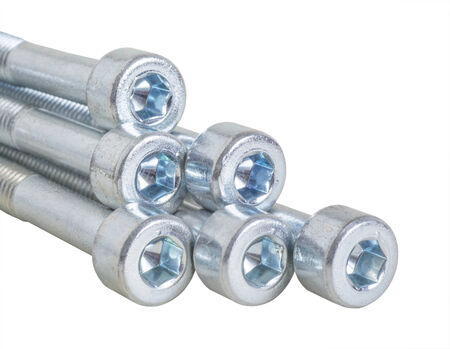 set of chrome metallic screws  fasteners  screed  toolの写真素材
