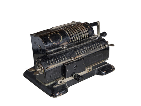 old mechanical manual counting machine for mathematical calculationsの写真素材