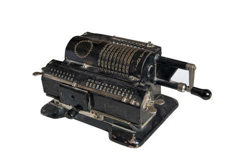 old mechanical manual counting machine for mathematical calculationsの写真素材