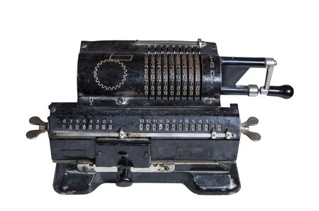 old mechanical manual counting machine for mathematical calculationsの写真素材