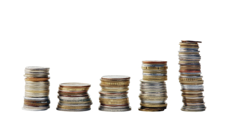 large number of small money. metal coins