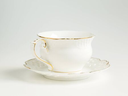 cup and saucer on a white background range, tablewareの写真素材