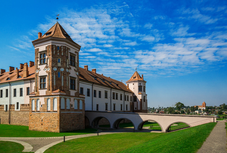 Mir Castle, Belarus - August 6, 2016: Medieval architecture, heritage, history, editorialのeditorial素材