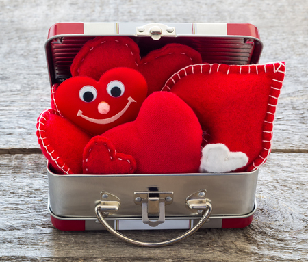 gift on Valentines day, holiday, design, postcard, retro style; top viewの写真素材