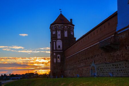 Mir Castle, Belarus - August 23, 2016: Medieval architecture, heritage, history, editorial,のeditorial素材
