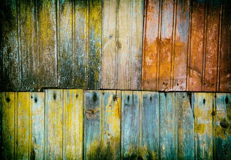 Old colorful wooden planks texture with natural pattern, background, retro styleの写真素材