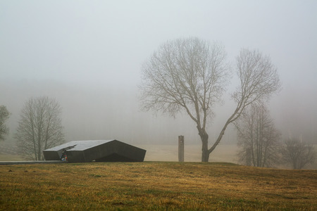 Memorial complex "Khatyn" to the victims of the Second World War, spring, fog, April 09, 2016, editorialのeditorial素材