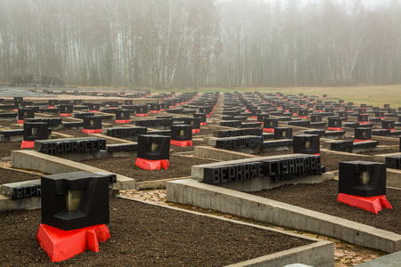 Memorial complex "Khatyn" to the victims of the Second World War, spring, fog, April 09, 2016, editorialのeditorial素材