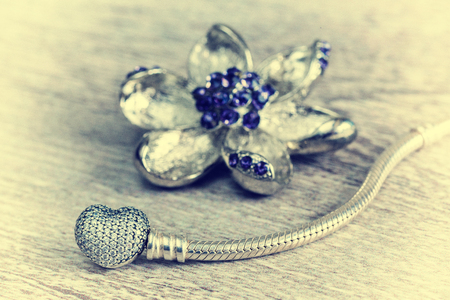 Jewelry graceful products for women, modern fashion, amulets, precious products, macro, Retro style, Selective focusの写真素材