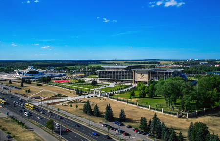 Minsk Belarus - 06-09-2018, the Palace of Independence and the building of the exhibition centerのeditorial素材