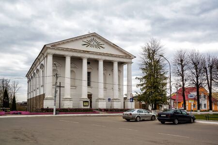 Attraction of Belarus ancient Church of St. Joseph in Volozhin against the sky, Belarus, 04.09.2017, editorialの写真素材