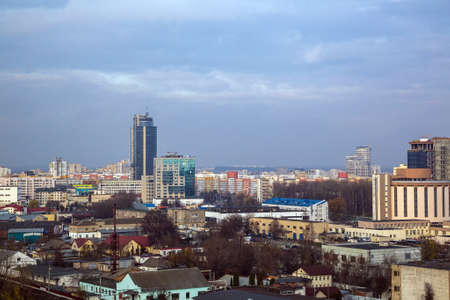 Minsk, Belarus, 11/07/2019, modern and old architecture overlooking Kalvariyskaya street and Domashevsky lane. A fragment of the street, a national treasure. View from above. editorialのeditorial素材