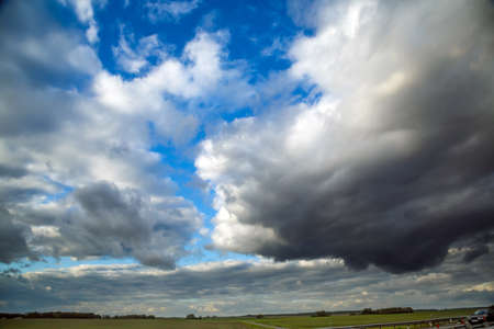 Heavenly landscape of blue dramatic sky. Scene of a colorful sky view. Cloudy sky landscape. Heavenly background.の写真素材