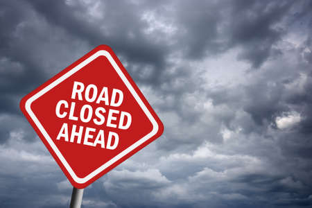 Road closed aheadの写真素材