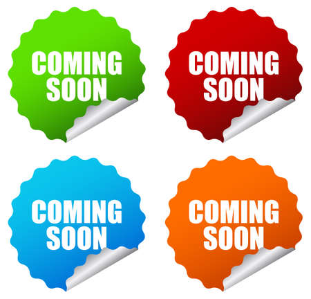 Vector coming soon curled stickersのイラスト素材