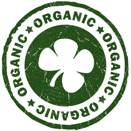 Organic green stamp isolated over whiteの写真素材
