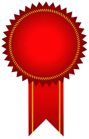 Red award seal with ribbonの写真素材