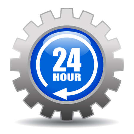 24 hour service gear icon, vector illustrationのイラスト素材