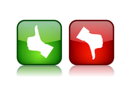 Thumb up and down glossy buttons, vector illustrationのイラスト素材