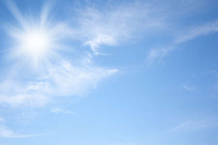 Blue sky with sunの写真素材