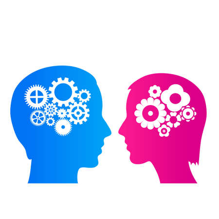 Difference between man and woman thinkingのイラスト素材