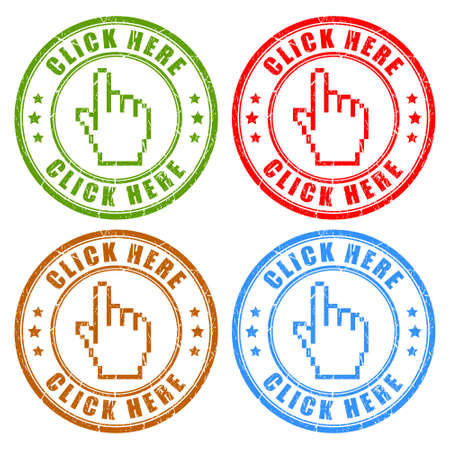 Click here vector stampsのイラスト素材