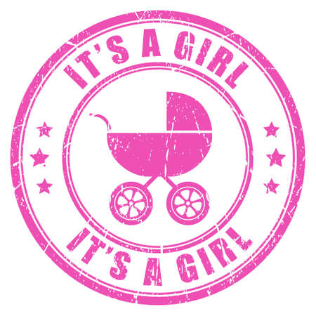 Its a girl pink stampのイラスト素材