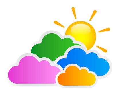 Sun and clouds illustrationのイラスト素材