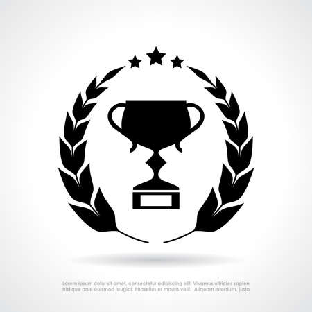 Cup and laurel wreath emblemのイラスト素材