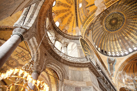 Istanbul, Turkey - June 24, 2015: Roof paintings at Hagia Sophiaのeditorial素材