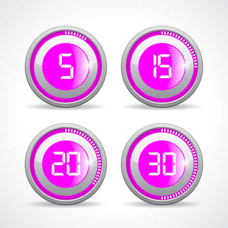 Timer 5 15 20 30 minutes, vector illustration on white backgroundのイラスト素材