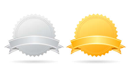 Silver and gold medals setのイラスト素材