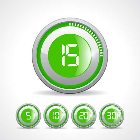 Vector green timer icon setのイラスト素材