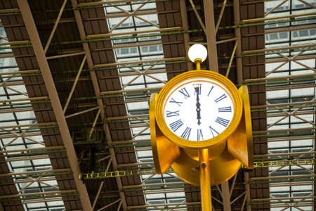 Public clock on train stationの写真素材