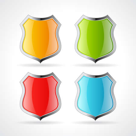 Metallic glossy shield iconsのイラスト素材