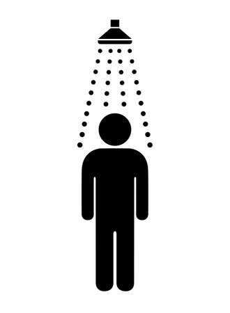 Man taking shower. Vector shower web icon.のイラスト素材