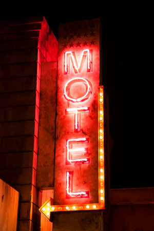 Night neon motel signのeditorial素材