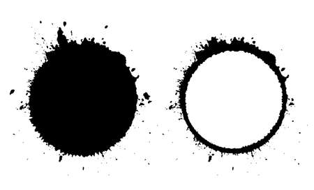 Grunge circle and blot iconのイラスト素材