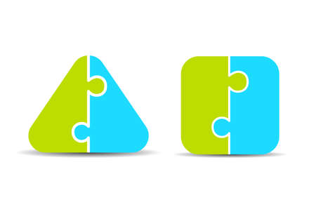 Pros and cons two part puzzle diagramsのイラスト素材