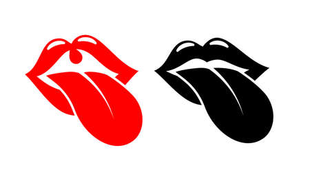 Red and black mouth silhouette vector iconのイラスト素材